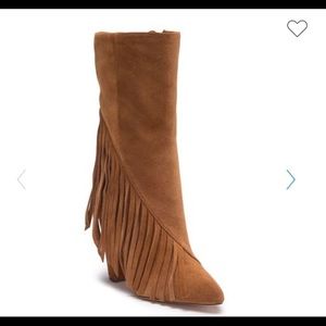Splendid Suede Leather Fringe Mid-Calf Boots 8